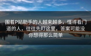 围着P站助手的人越来越多，懂得看门道的人，往往先盯这里，答案可能没你想得那么简单