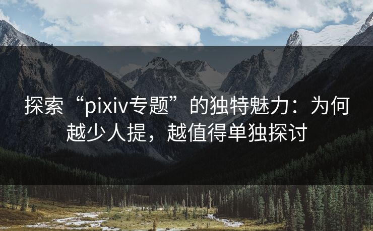 探索“pixiv专题”的独特魅力：为何越少人提，越值得单独探讨