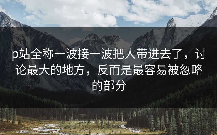 p站全称一波接一波把人带进去了，讨论最大的地方，反而是最容易被忽略的部分