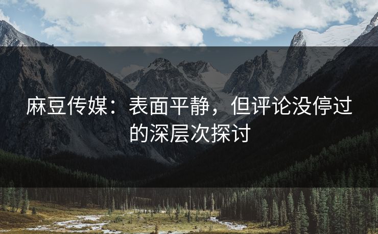 麻豆传媒:表面平静,但评论没停过的深层次探讨 麻豆传媒:表面平静,但评论没停过的深层次探讨